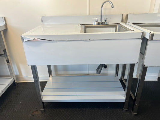 Commercial kitchen single bowl sink right hand drainer 1m