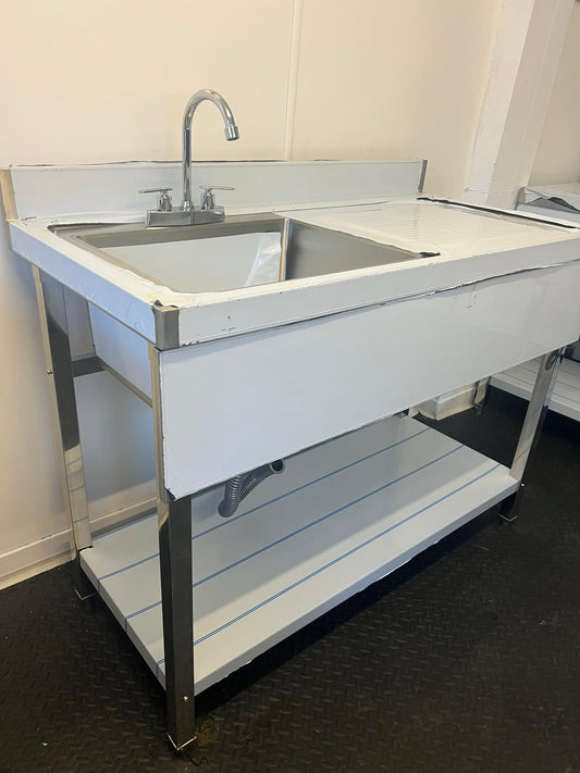 Commercial kitchen single bowl sink right hand drainer 1.2m