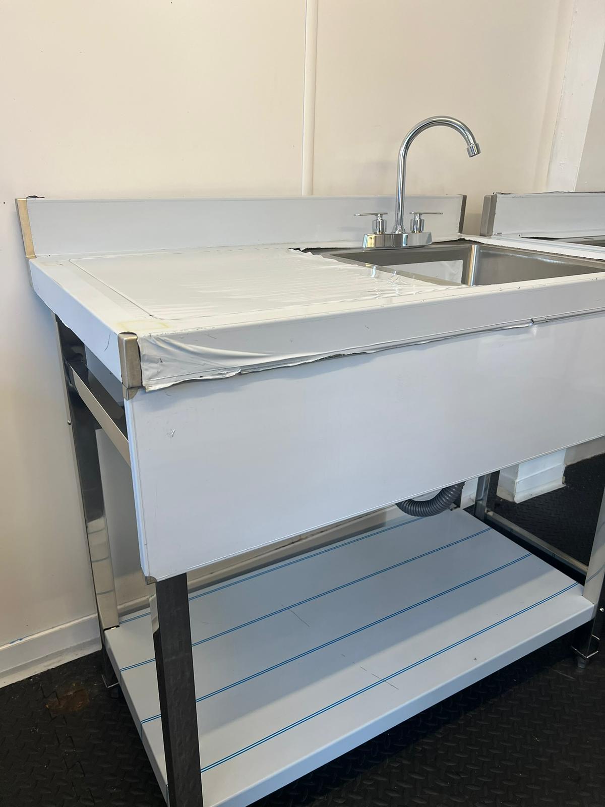 Commercial kitchen single bowl sink left hand drainer 1.2m